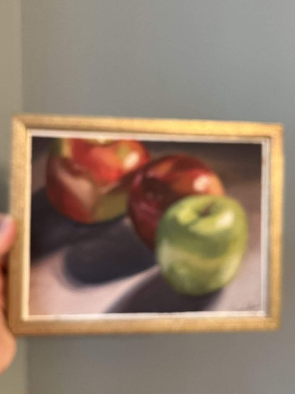 Still Life Apple Painting In Gold Frame - Signed Original Artwork 2014 - Picture 5 of 8